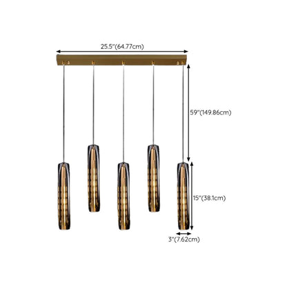 Gold Cylinder Crystal Kitchen Island Pendant Lights