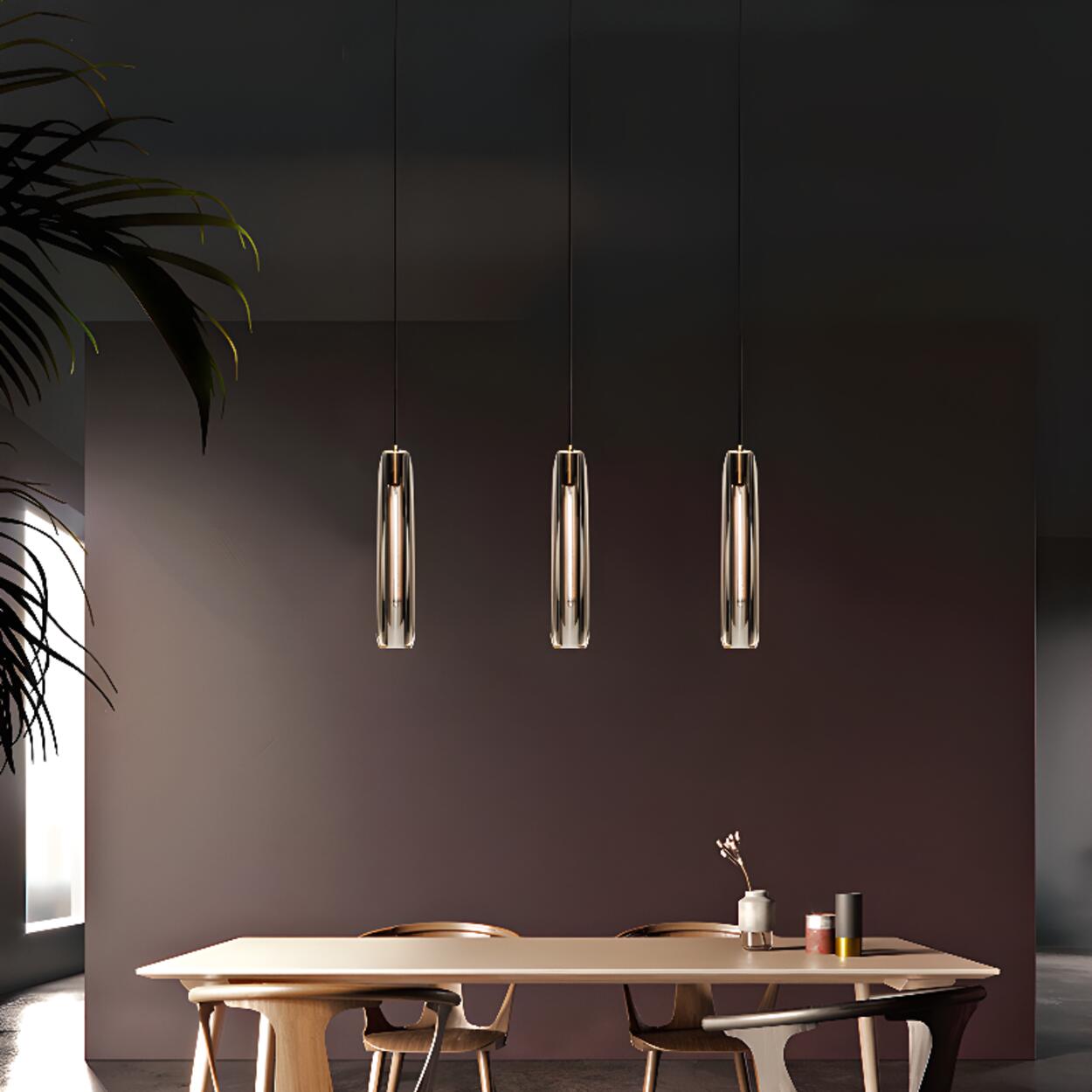 Gold Cylinder Crystal Kitchen Island Pendant Lights