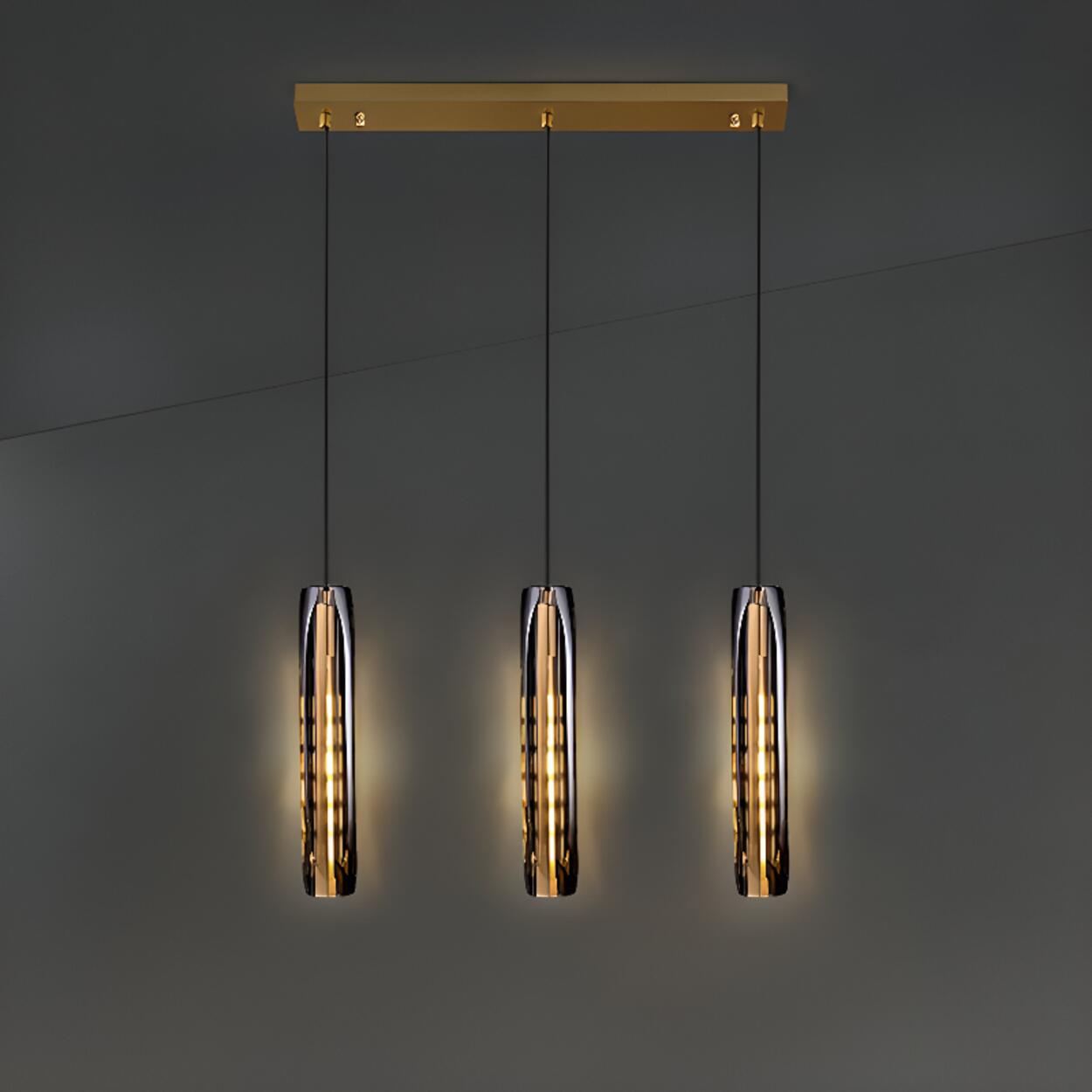 Gold Cylinder Crystal Kitchen Island Pendant Lights