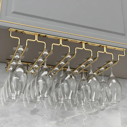 Gold Rectangular Metal Wine Glass Rack Stemware Rack