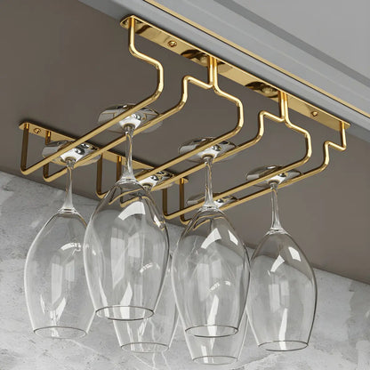 Gold Rectangular Metal Wine Glass Rack Stemware Rack