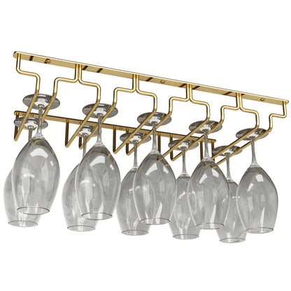 Gold Rectangular Metal Wine Glass Rack Stemware Rack