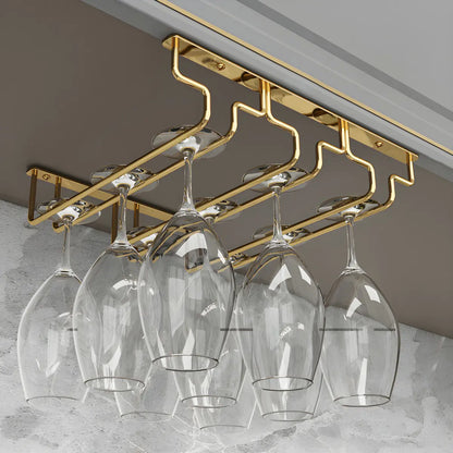 Gold Rectangular Metal Wine Glass Rack Stemware Rack