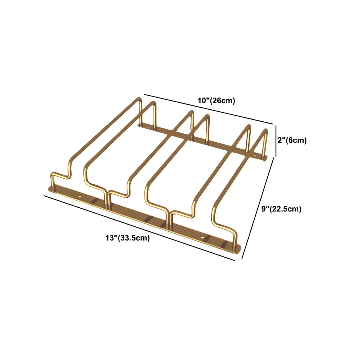 Gold Rectangular Metal Wine Glass Rack Stemware Rack