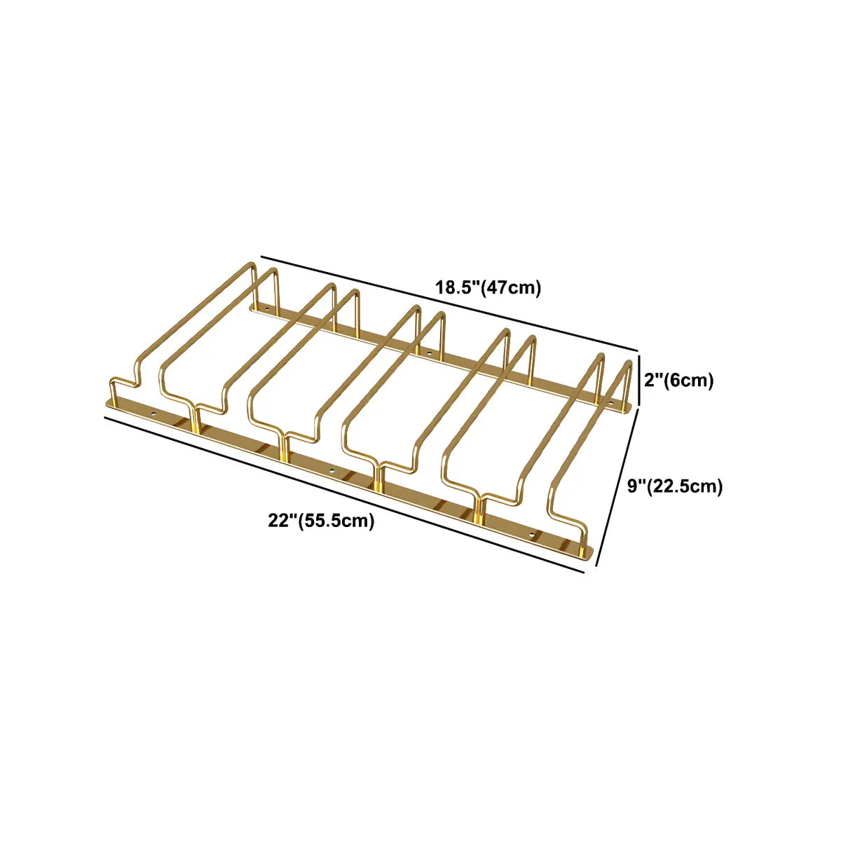 Gold Rectangular Metal Wine Glass Rack Stemware Rack