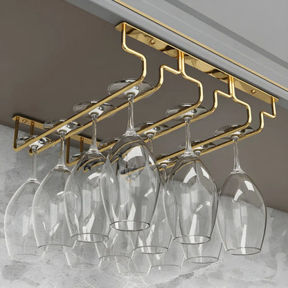 Gold Rectangular Metal Wine Glass Rack Stemware Rack