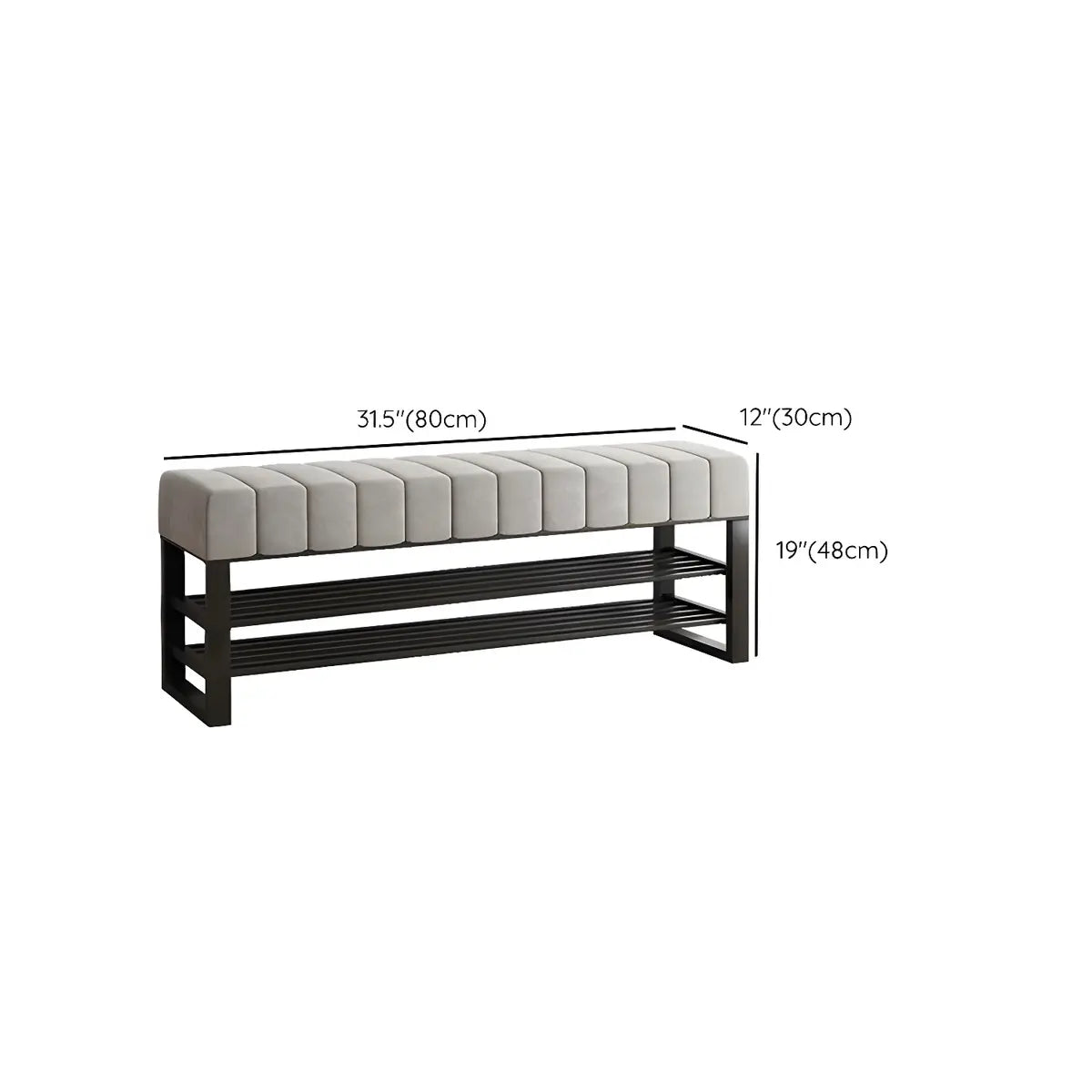 Grey Upholstered Entryway Bench with Shoe Storage