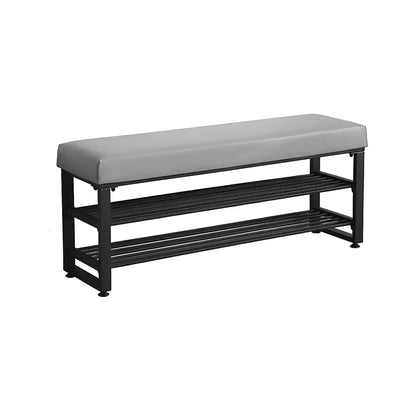 Grey Upholstered Entryway Bench with Shoe Storage