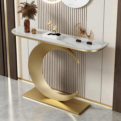 Half Moon Metal Gold Scratch Resistant Hallway Console Table