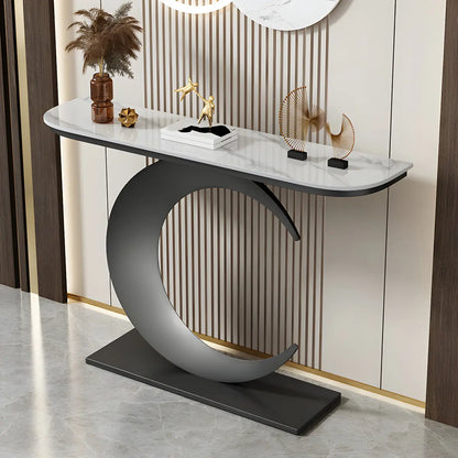 Half Moon Metal Gold Scratch Resistant Hallway Console Table