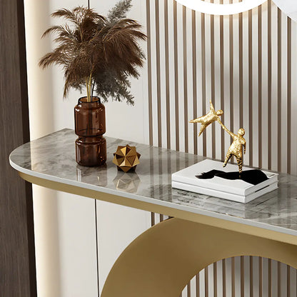 Half Moon Metal Gold Scratch Resistant Hallway Console Table