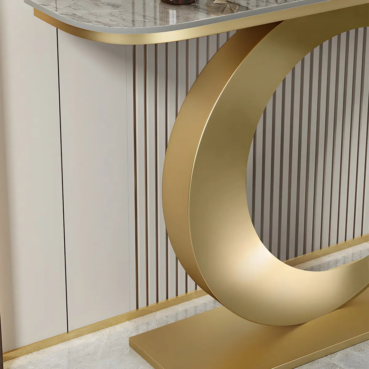 Half Moon Metal Gold Scratch Resistant Hallway Console Table