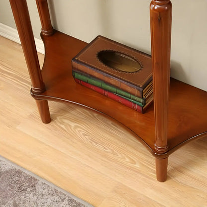 Half Moon Wood Cherry Console Entry Table with Drawers