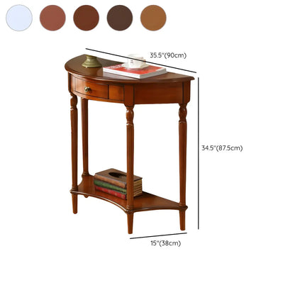 Half Moon Wood Cherry Console Entry Table with Drawers