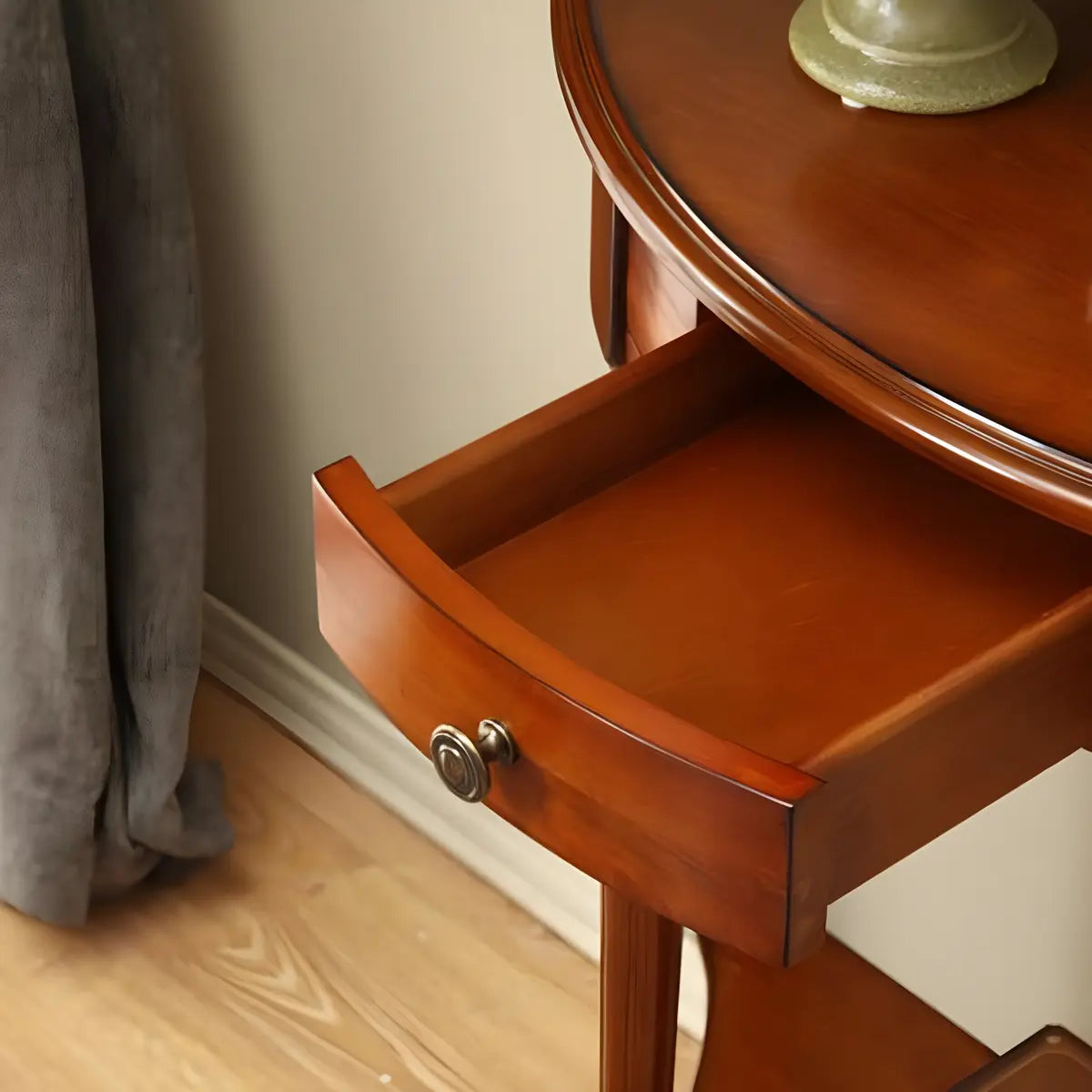 Half Moon Wood Cherry Console Entry Table with Drawers