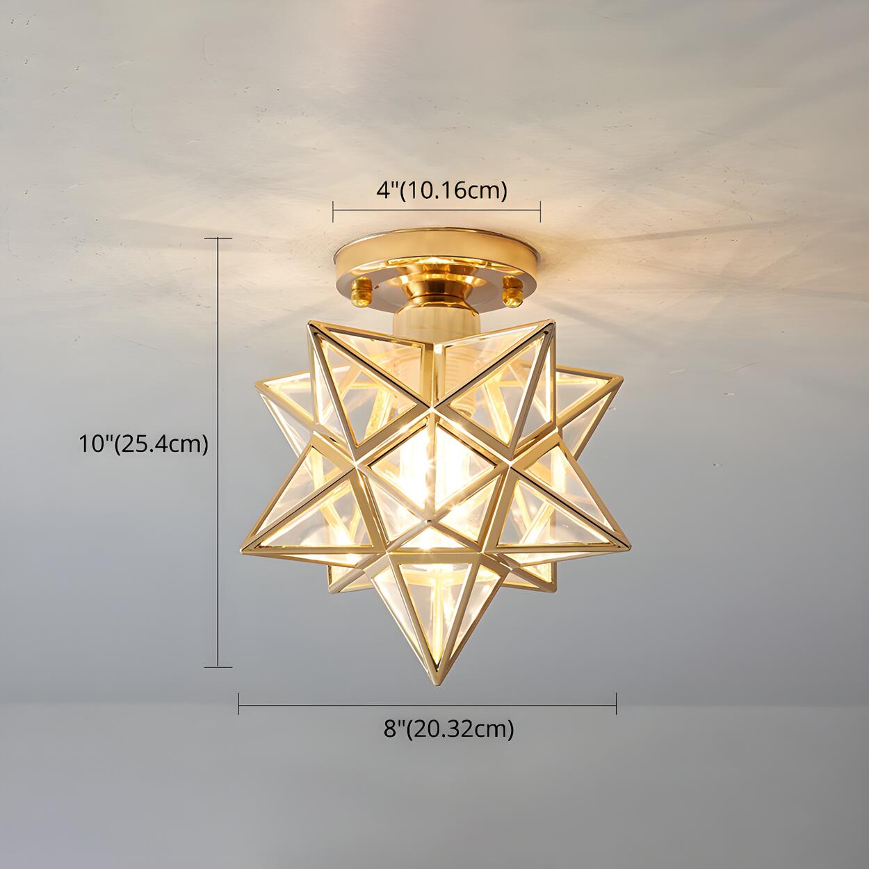 Hallway Colonial Hexagram Metal Semi-Flush Mount Light