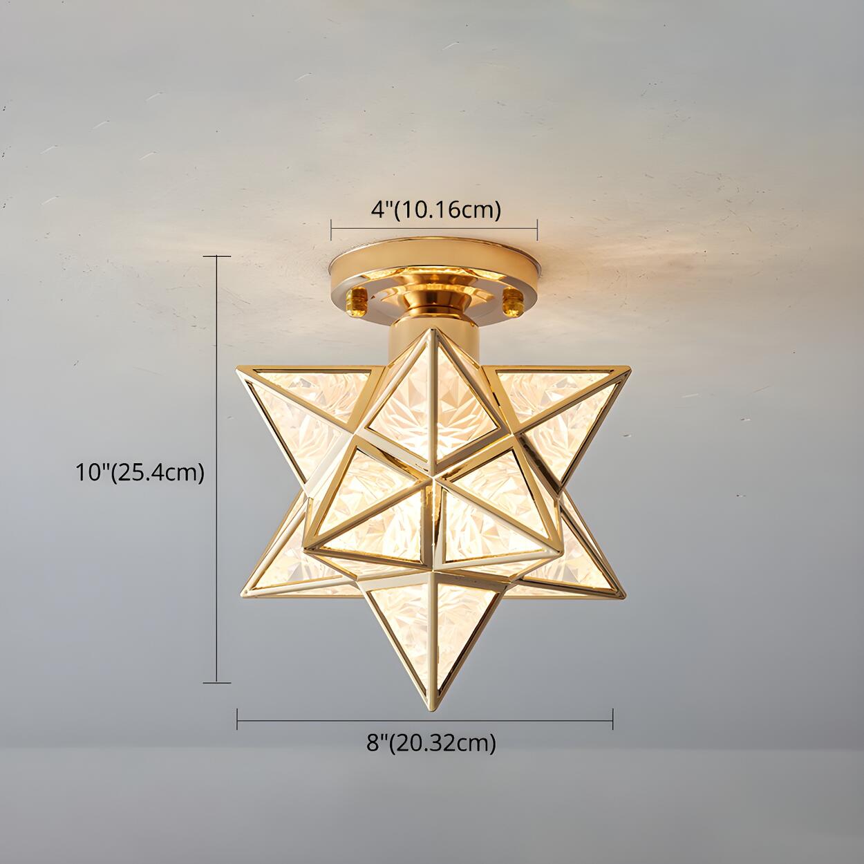 Hallway Colonial Hexagram Metal Semi-Flush Mount Light