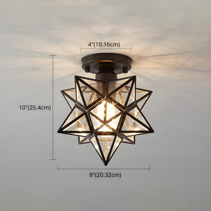 Hallway Colonial Hexagram Metal Semi-Flush Mount Light