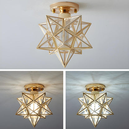 Hallway Colonial Hexagram Metal Semi-Flush Mount Light