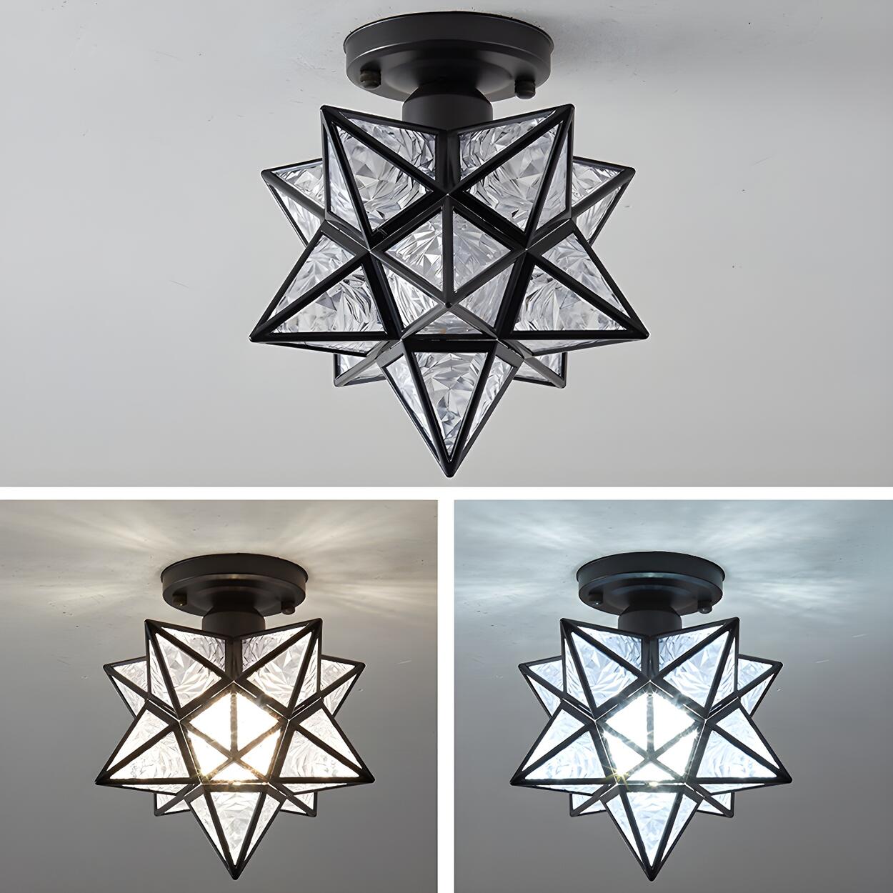 Hallway Colonial Hexagram Metal Semi-Flush Mount Light