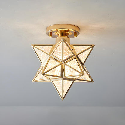 Hallway Colonial Hexagram Metal Semi-Flush Mount Light