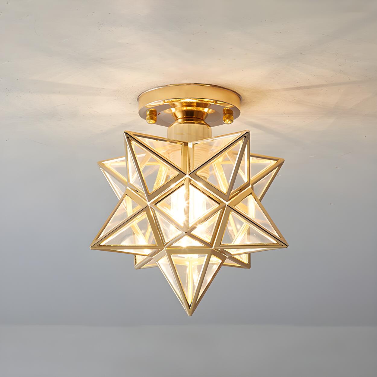 Hallway Colonial Hexagram Metal Semi-Flush Mount Light