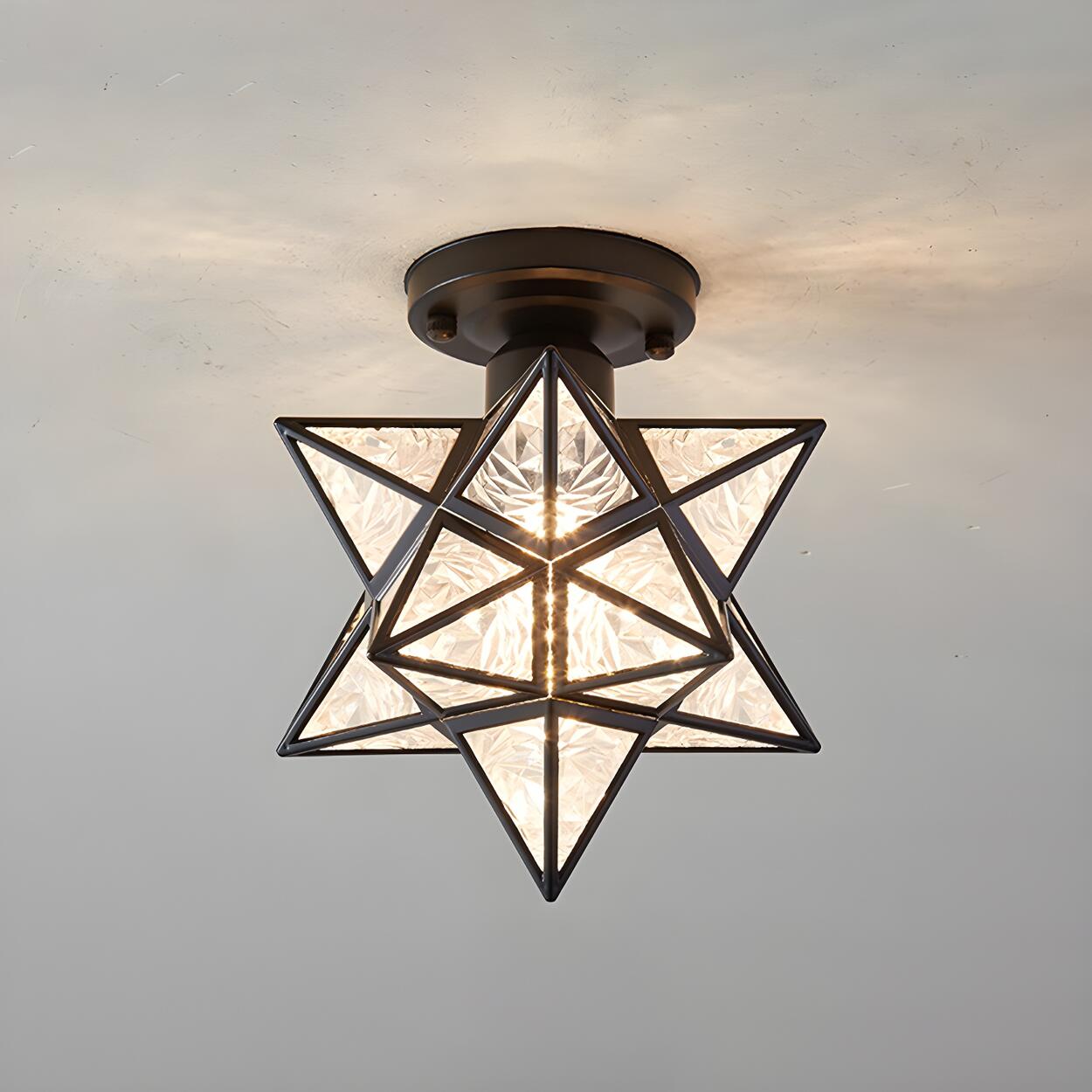 Hallway Colonial Hexagram Metal Semi-Flush Mount Light