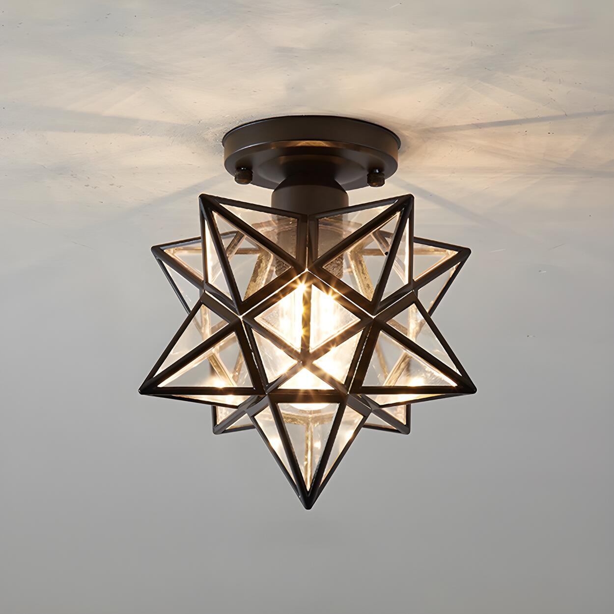 Hallway Colonial Hexagram Metal Semi-Flush Mount Light