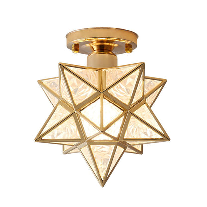 Hallway Colonial Hexagram Metal Semi-Flush Mount Light