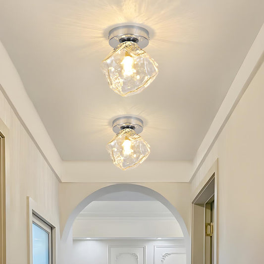 Hallway Irregular Clear Glass Semi-Flush Mount Light