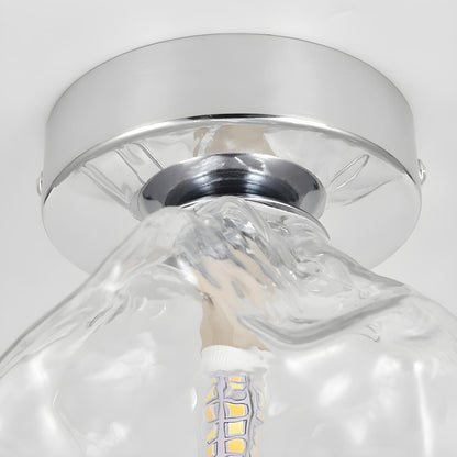 Hallway Irregular Clear Glass Semi-Flush Mount Light