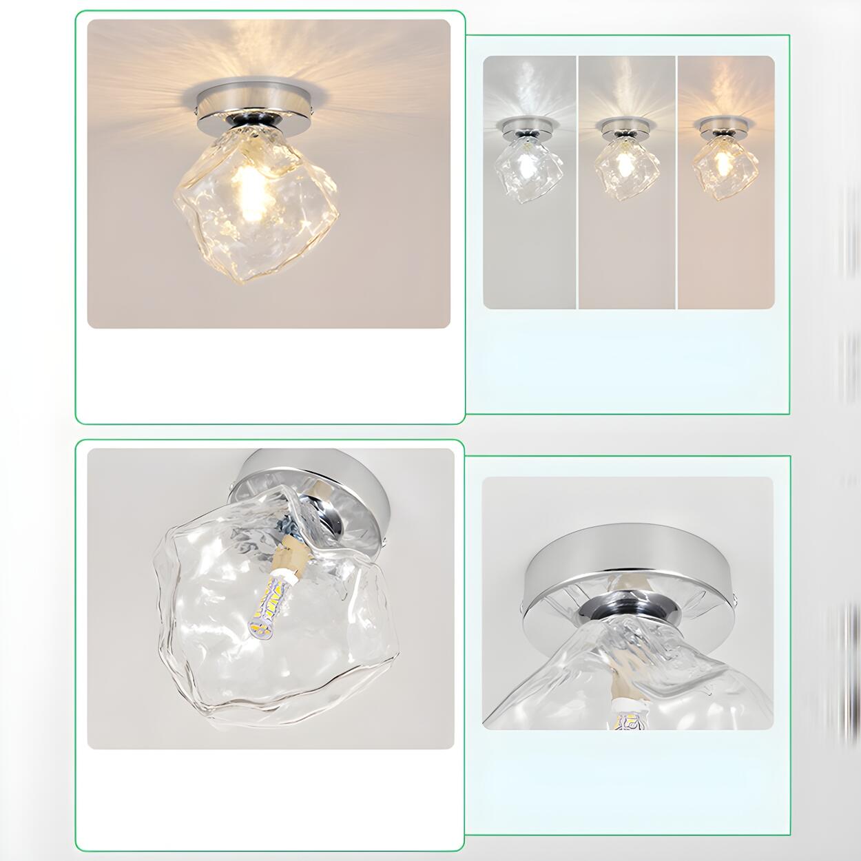 Hallway Irregular Clear Glass Semi-Flush Mount Light