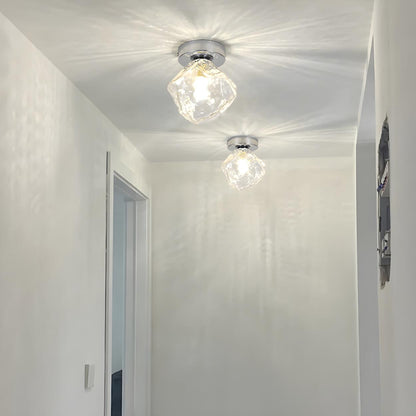 Hallway Irregular Clear Glass Semi-Flush Mount Light