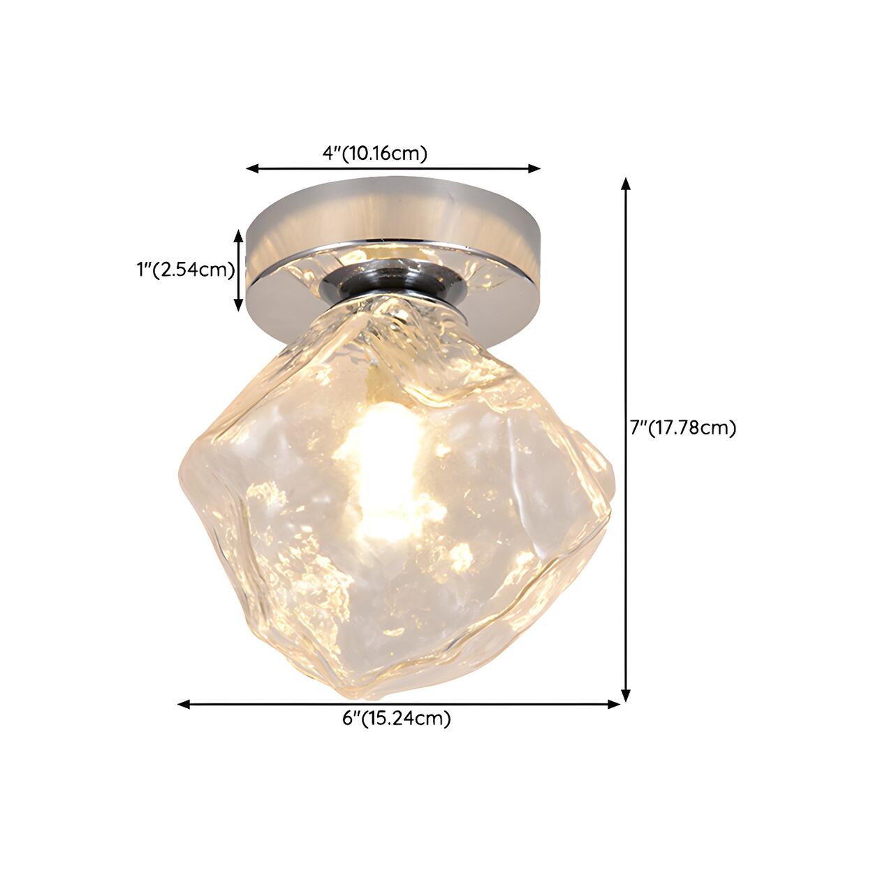 Hallway Irregular Clear Glass Semi-Flush Mount Light