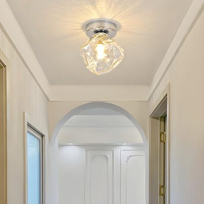 Hallway Irregular Clear Glass Semi-Flush Mount Light