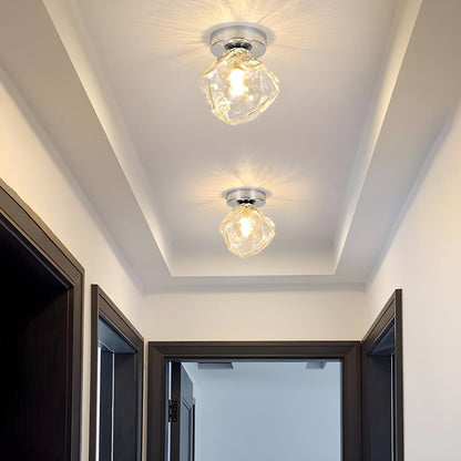 Hallway Irregular Clear Glass Semi-Flush Mount Light