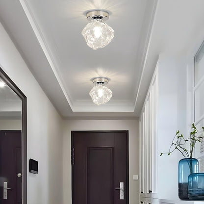 Hallway Irregular Clear Glass Semi-Flush Mount Light