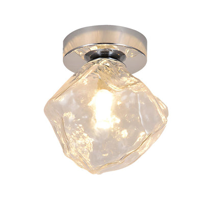 Hallway Irregular Clear Glass Semi-Flush Mount Light