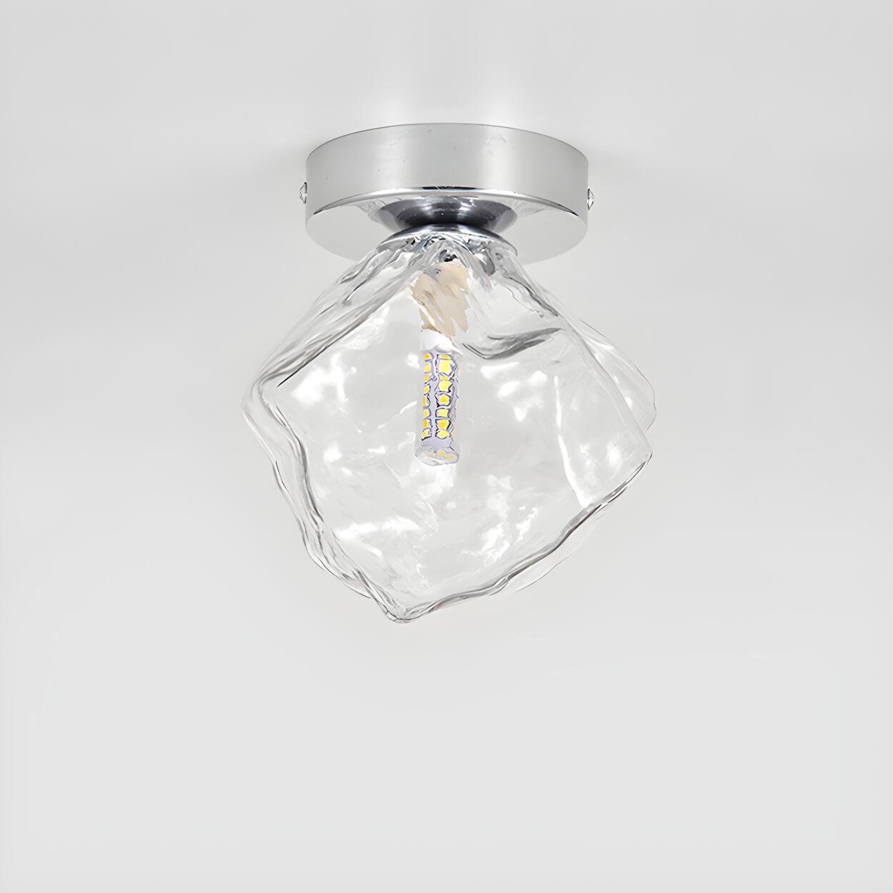 Hallway Irregular Clear Glass Semi-Flush Mount Light