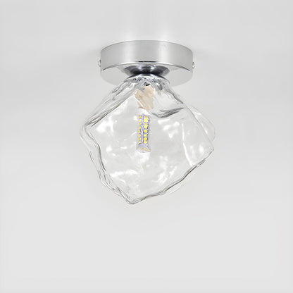 Hallway Irregular Clear Glass Semi-Flush Mount Light