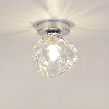 Hallway Irregular Clear Glass Semi-Flush Mount Light