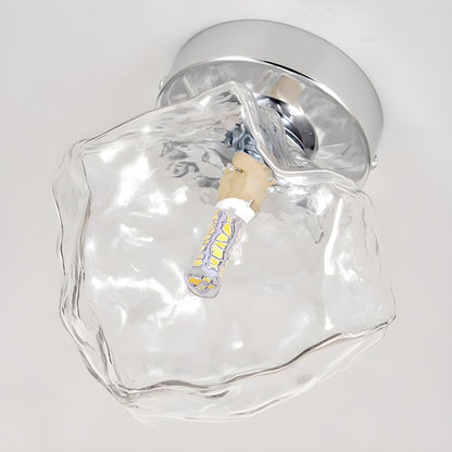 Hallway Irregular Clear Glass Semi-Flush Mount Light