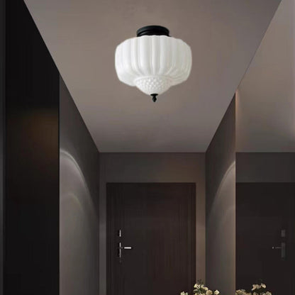 Hallway Mini Black-White Semi-Flush Mount Ceiling Light