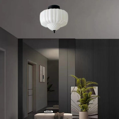 Hallway Mini Black-White Semi-Flush Mount Ceiling Light