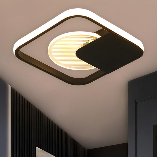 Hallway Modern Mini Black Square LED Flush Mount Light