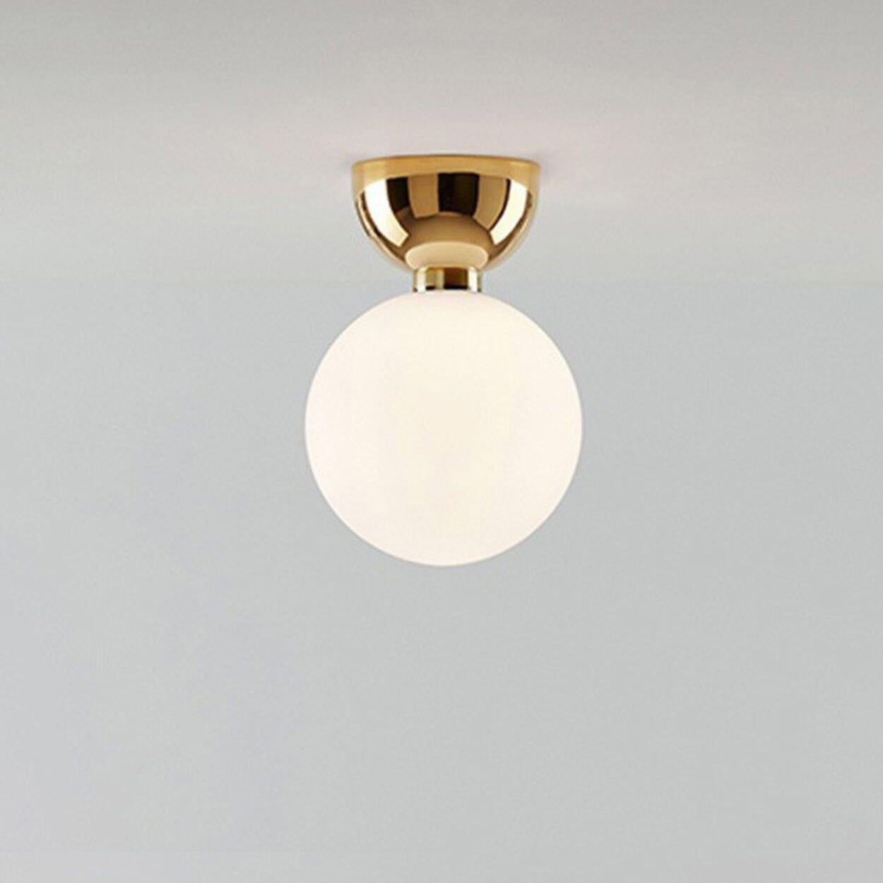 Hallway White Glass Globe Black Semi-Flush Mount Light