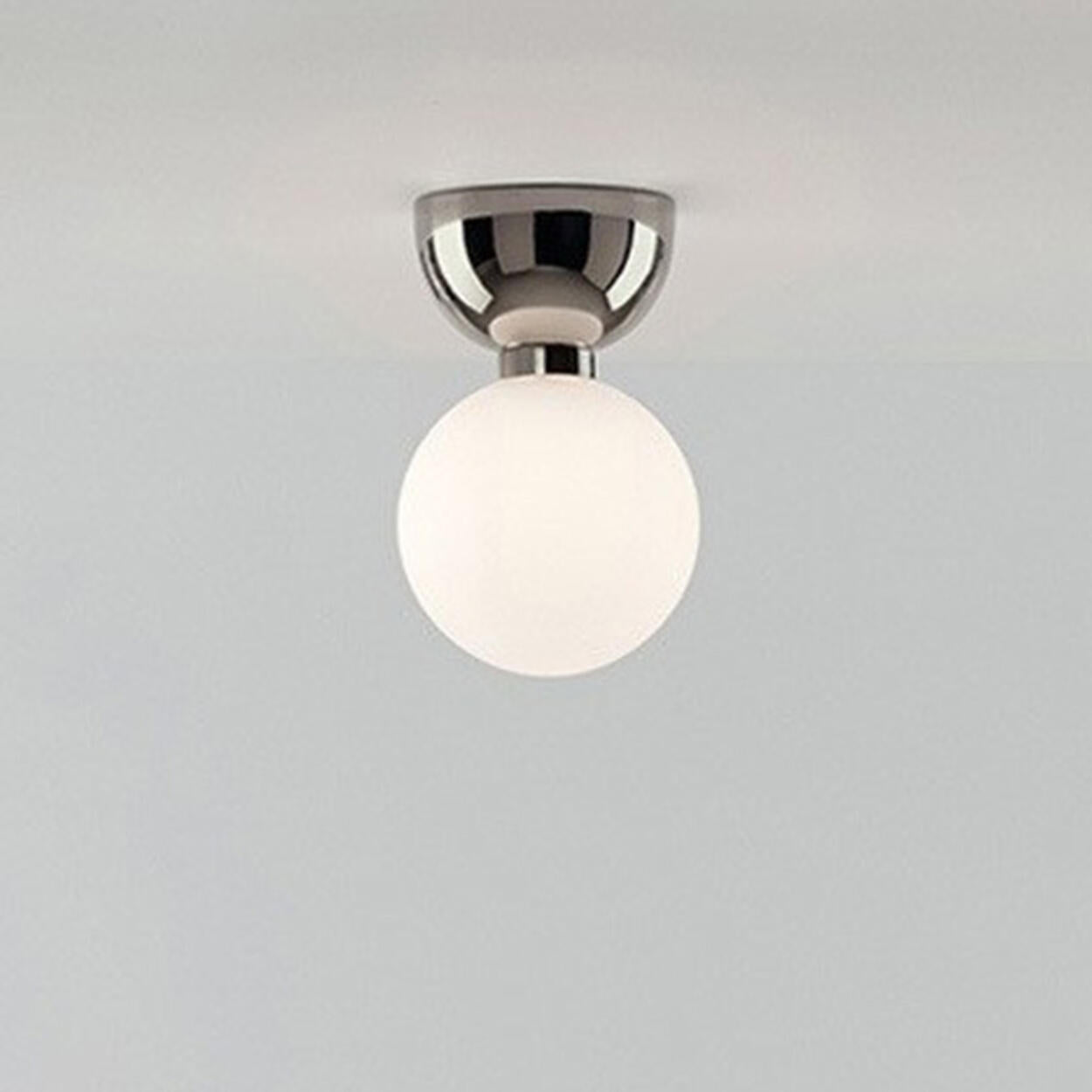 Hallway White Glass Globe Black Semi-Flush Mount Light