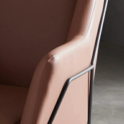 High-Back Leather Sloped Arms Fixed Back Sled Arm Chair