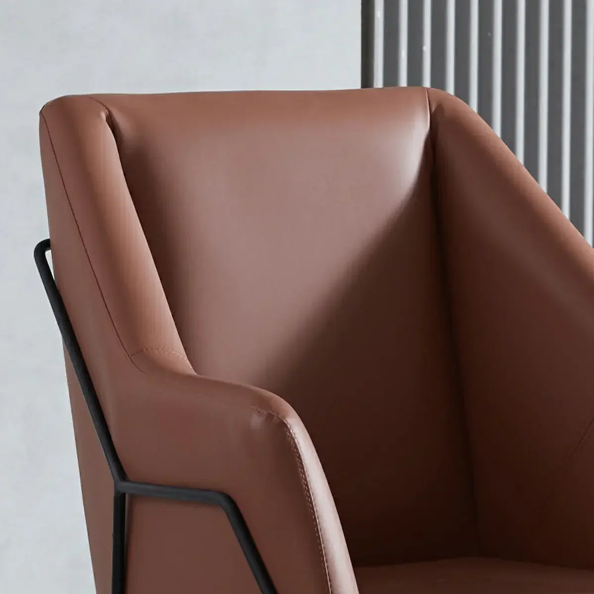 High-Back Leather Sloped Arms Fixed Back Sled Arm Chair