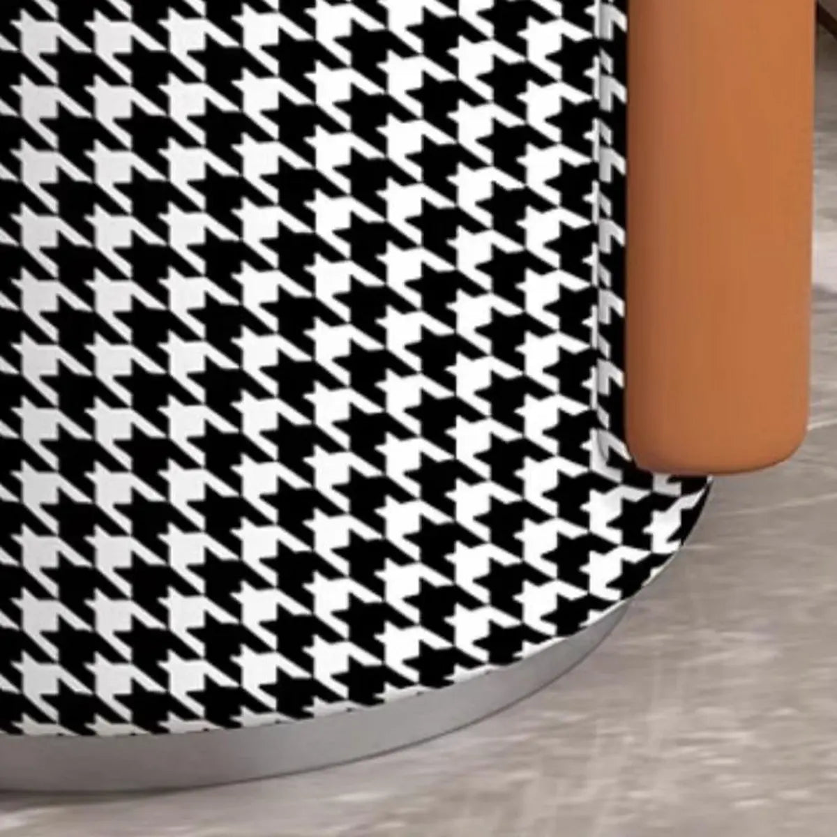 Houndstooth Cylinder Upholstered Accent Vanity Stool